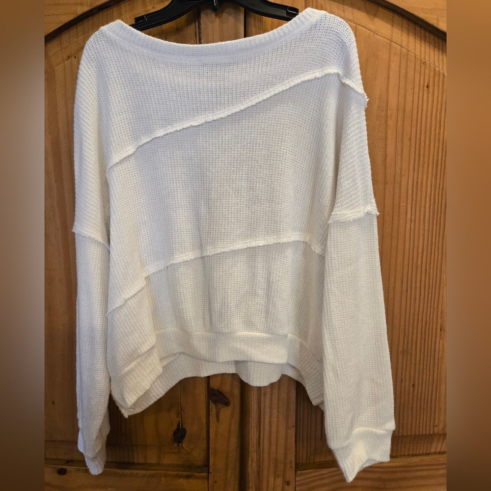 Charlotte Avery Off-White Waffle Knit Blouse - Picture 2 of 4